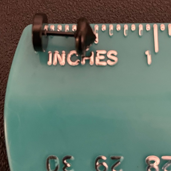 Black Stud Flat Back Stainless Steel Earrings- Unisex - Picture 6 of 6